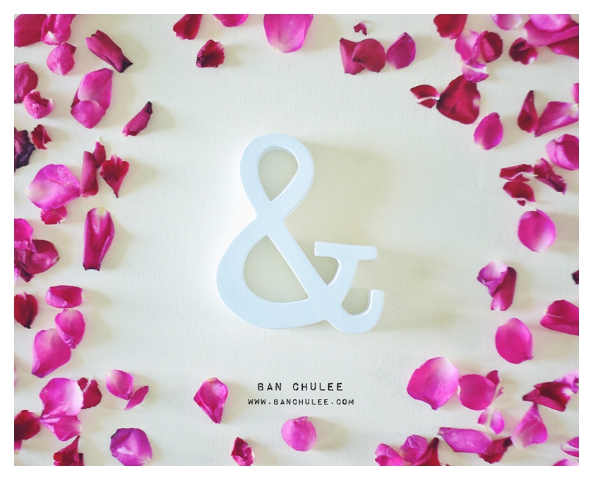 White - สัญลักษณ์ & (Ampersand) ตั้งโต๊ะ งานไม้สัก โทนสีขาว