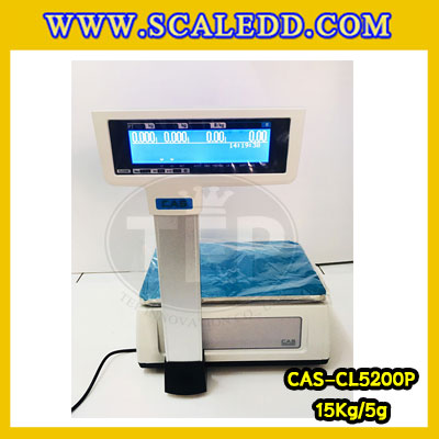 เครื่องชั่งคำนวณราคา 15kg เครื่องชั่งคำนวณราคาดิจิตอลและพิมพ์สติ๊กเกอร์บาร์โค้ด เครื่องชั่งดิจิตอล15kg เครื่องชั่งคำนวณราคา เครื่องชั่ง15kg ความละเอียด5g ตาชั่ง15กิโล ยี่ห้อ CAS รุ่น CL5200 P เครื่องชั่งทำบาร์โค้ด 15 กิโลกรัม
