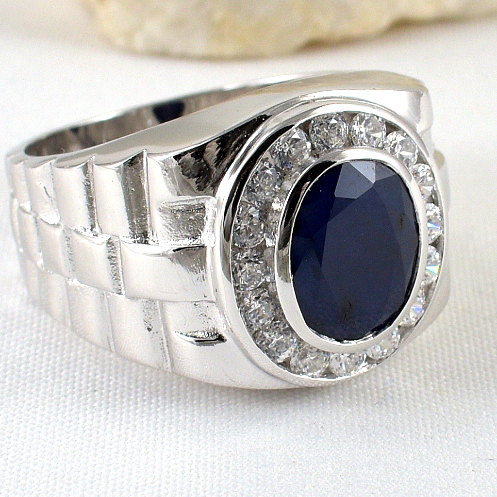 แหวนเงินแท้ราคาถูกชุบทองคำขาว ไพลินแท้ 3.35 กะรัต เพชรCZ 0.64 กะรัต งานประณีตสวยงาม สั่งผลิตค่ะ