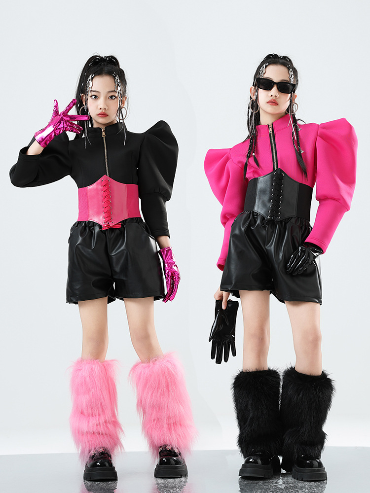 Friendly4kid พร้อมส่ง***ชุดเต้น set เสื้อ+กระโปรง สไตล์แจสแดนซ์