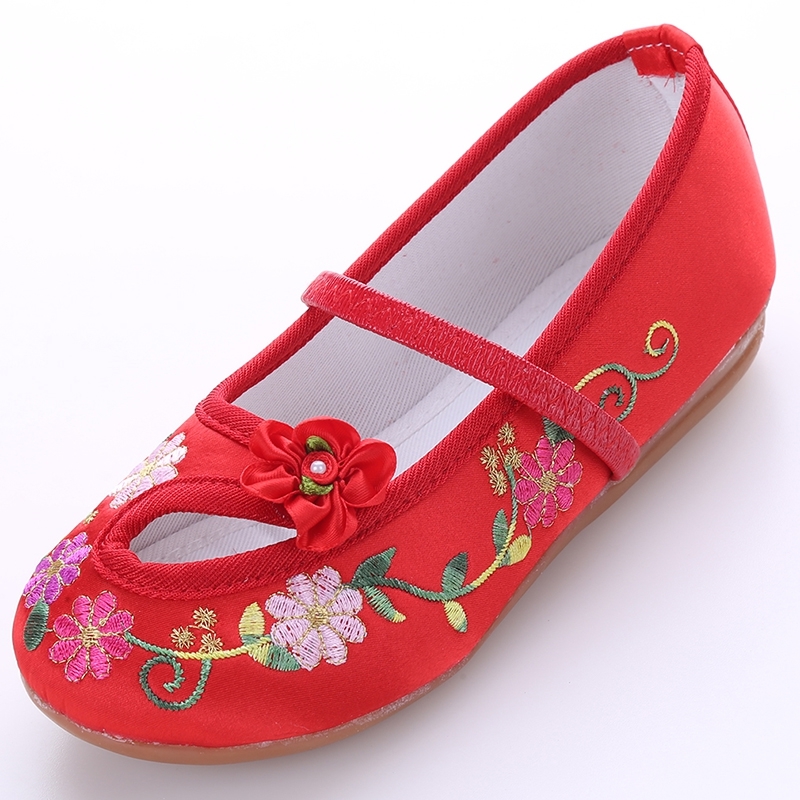 F รองเท้าจีน แบบเว้า ลายดอก