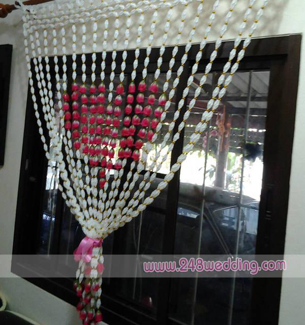 ม่านหน้าต่างดอกรัก รูปหัวใจ