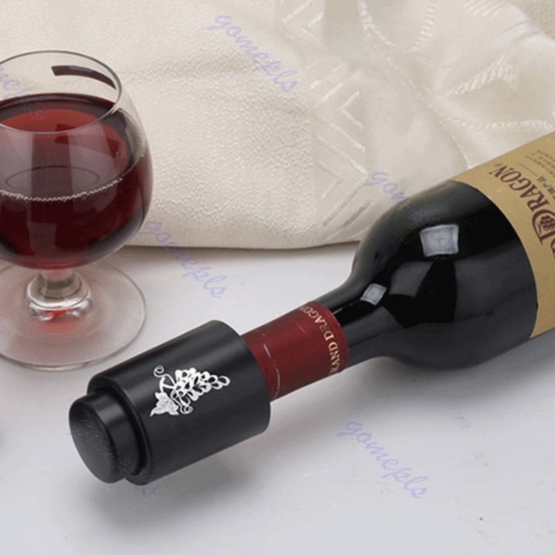 จุกปิดไวน์แดง Reusable Vacuum Sealed Red Wine Storage Bottle Stopper Plug Bottle Cap Black