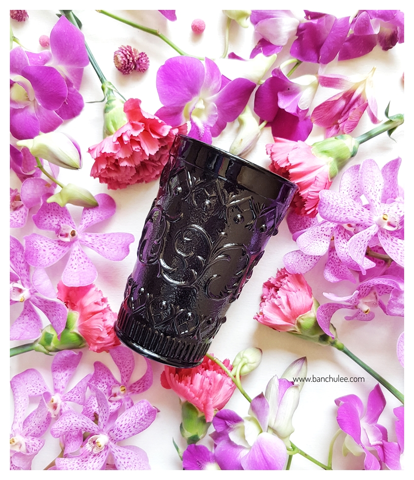 Black Glass Cup แก้วน้ำสีดำ ลายนูน