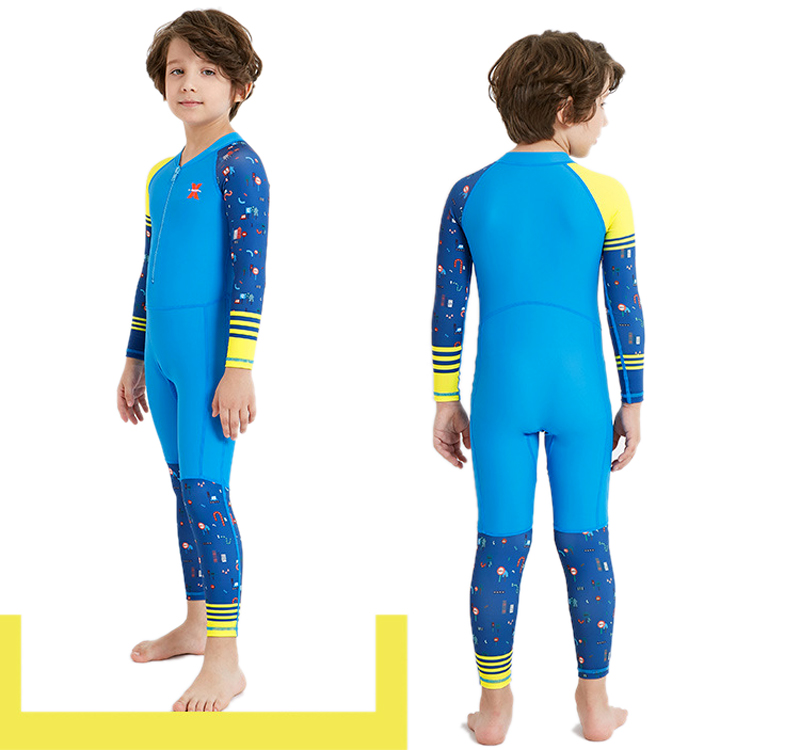 **พร้อมส่ง ชุดว่ายน้ำ เด็กชาย ชุดบอดี้สูท แขนยาวรัดส้น