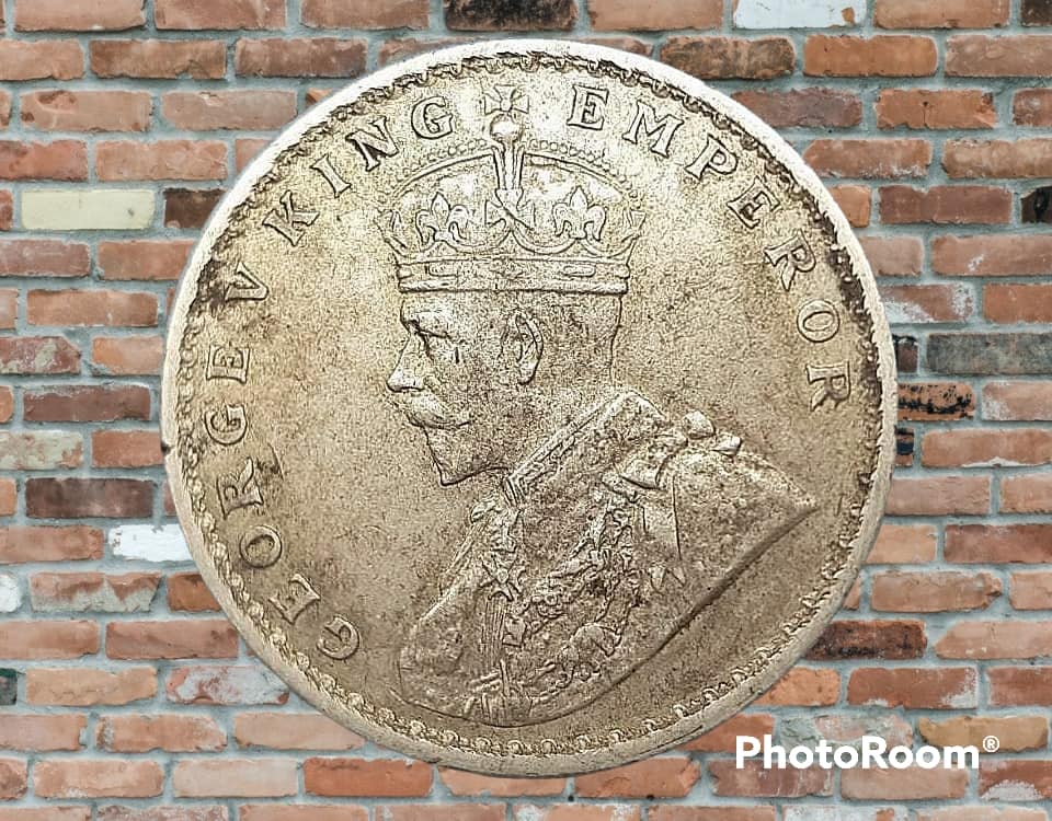 เหรียญ เงิน กษาปณ์ หมุนเวียน ประเทศ บริติช อินเดีย 1 Rupee 1913