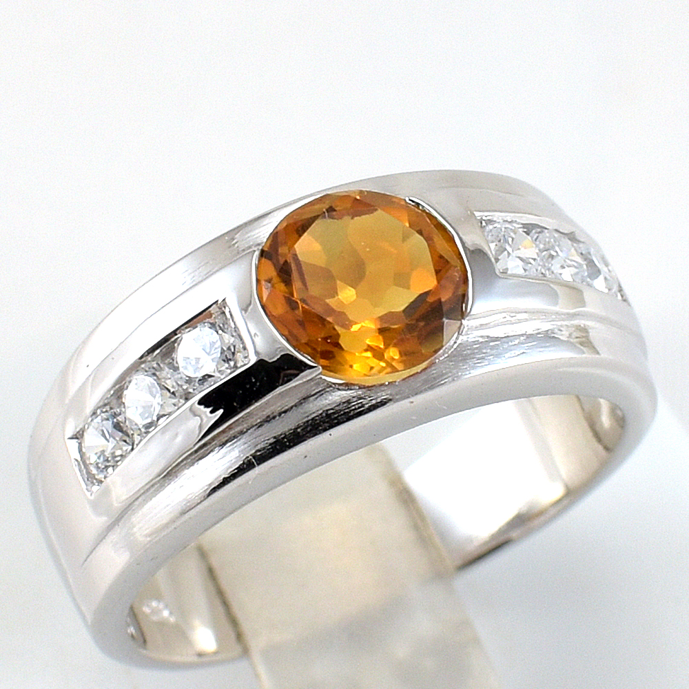 แหวนเงินแท้ราคาถูกชุบทองคำขาว ซิทรินแท้ 1.55 กะรัต งานประณีตสวยงาม สั่งผลิตค่ะ