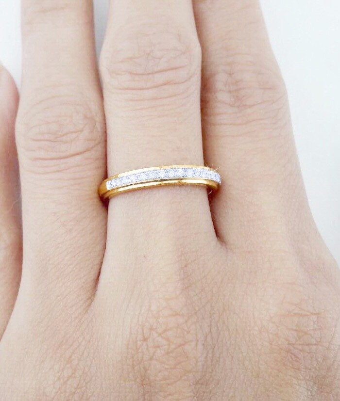 สั่งผลิตเพชรเบลเยี่ยมคัท แหวนแต่งงาน แหวนหมั้น ใส่เที่ยว ออกงาน แหวนทองคำ 18K เพชรแท้ 0.16 กะรัต 3.44 กรัม น้ำ 99 ราคาถูกมาก มีใบรับประกันค่ะ