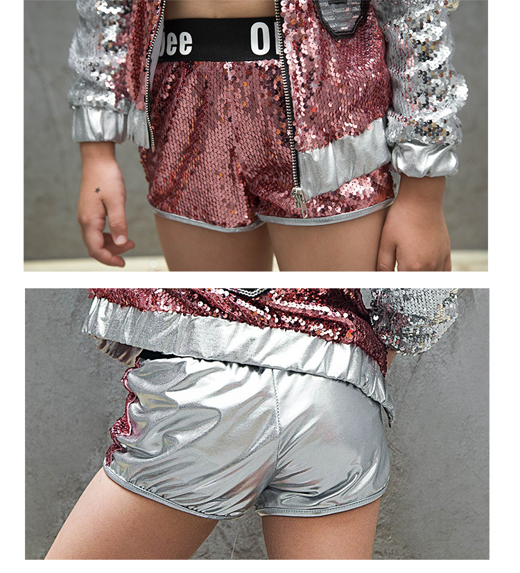 พร้อมส่ง ชุดเซ็ต ชุดแดนซ์เซอร์ สีเงิน-ชมพู เซ็ต 3 ชิ้น