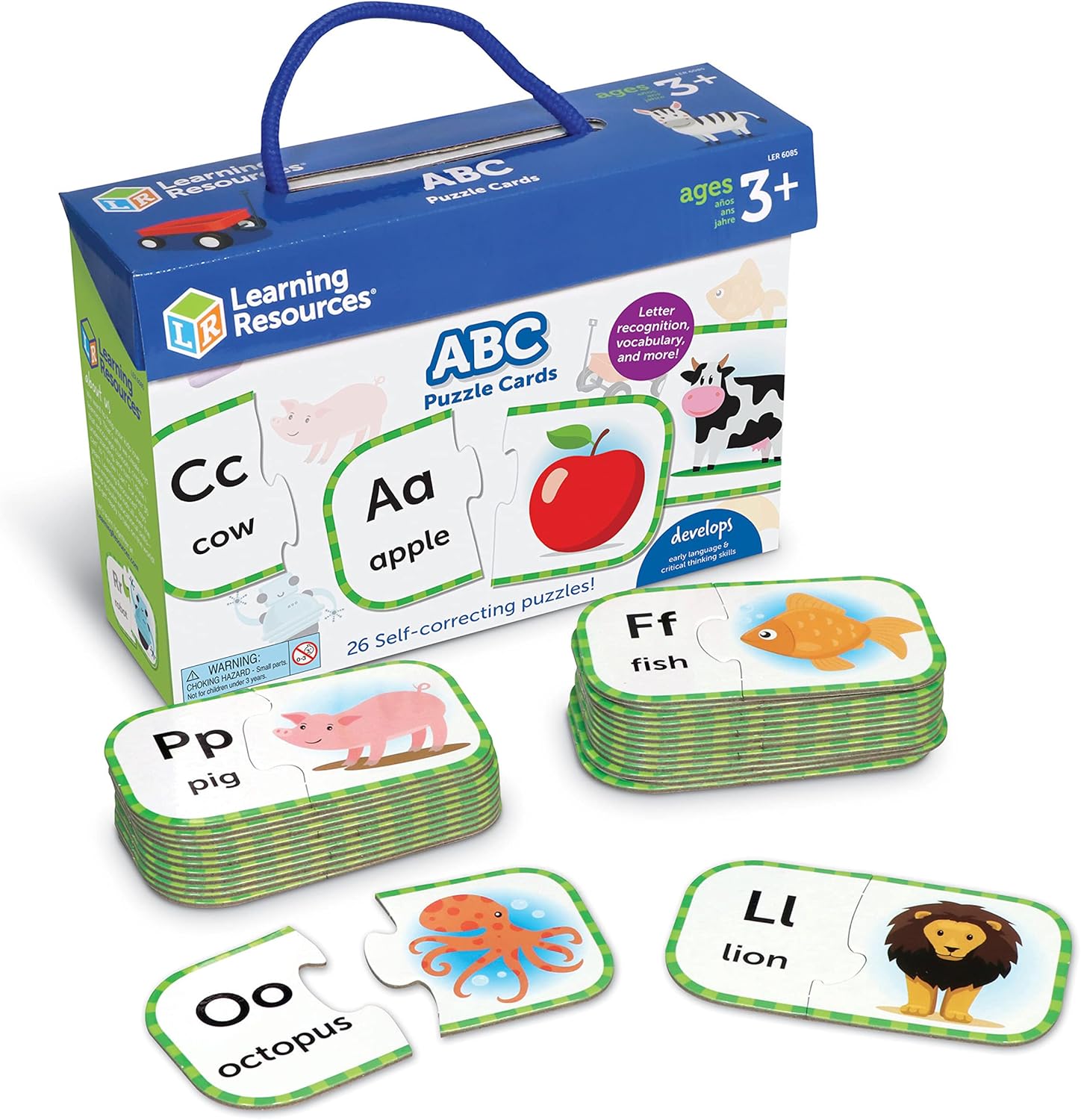Learning Resources ABC Puzzle Cards, Kindergarten Readniness, Boys, Girls, Ages 3 4 5+