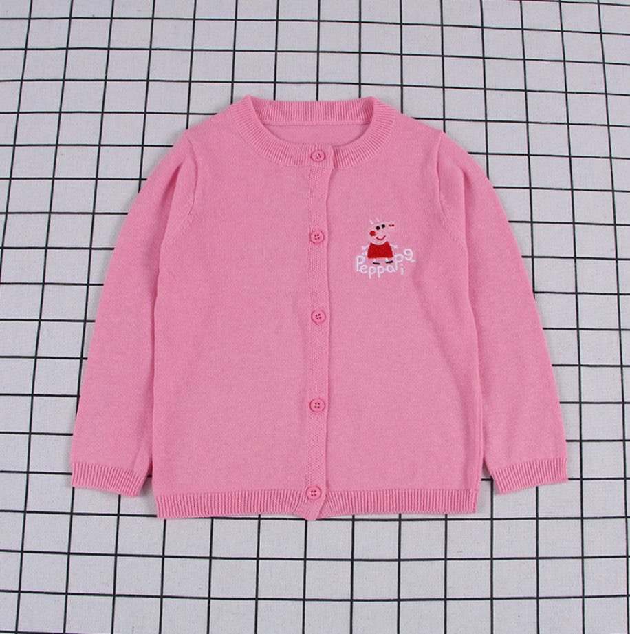 กันหนาว: เสื้อกันหนาวเด็ก Peppa pig สีชมพู;แดง