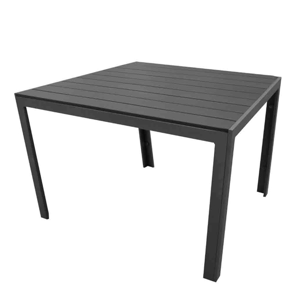017-HB190T: โต๊ะเฟรมอลูมิเนียมสีดำเกร็ดเงิน “MIRANO” 90 cm