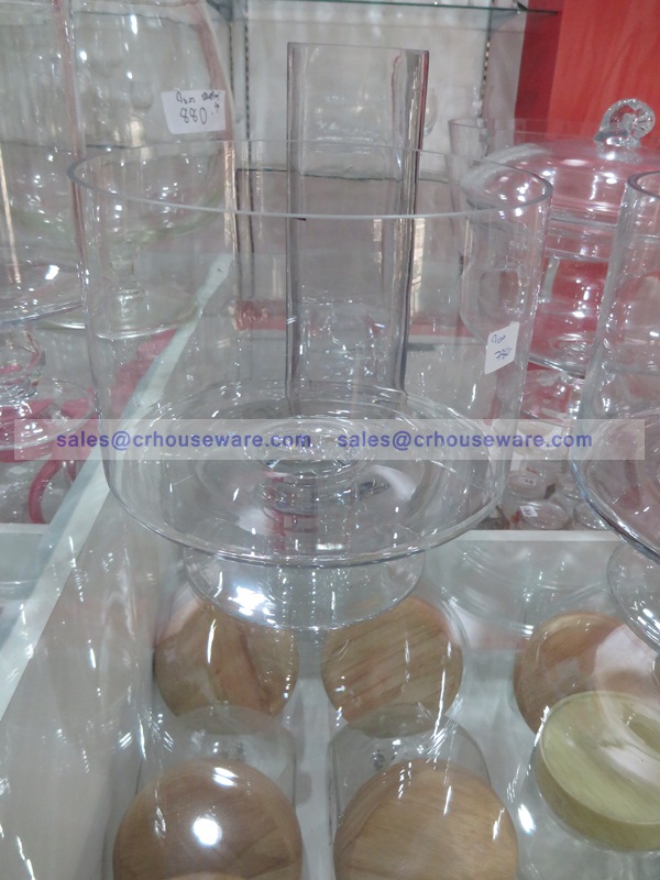 แจกันพานแก้ว แฮนด์เมด เนื้อใส มีฐาน JJG-PN-20-20