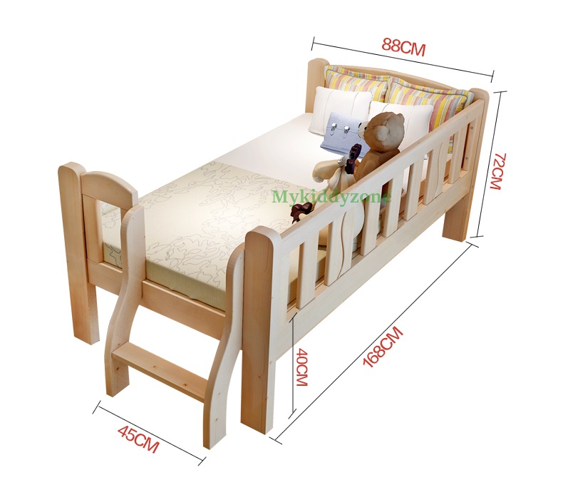 เตียงนอนไม้สนธรรมชาติ เตียงเดี่ยวสำหรับเด็ก สีเบจ TP21002 (WDK2)