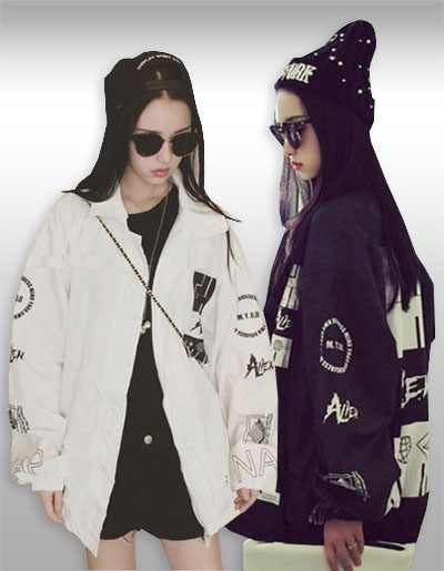 เสื้อคลุมแฟชั่นสกรีนลายสุดเท่ห์ เสื้อคลุมสไตล์เกาหลี มี 2 สี รหัส 1886