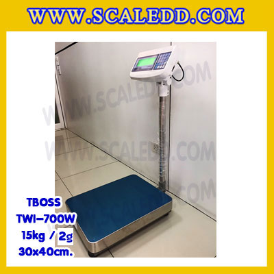 เครื่องชั่งน้ำหนัก15กิโลกรัม เครื่องชั่งน้ำหนัก15kg เครื่องชั่งดิจิตอล15kg เครื่องชั่งตั้งพื้น ตาชั่ง15kg ความละเอียด2g ขนาดแท่นชั่ง30*40cm ยี่ห้อ TBOSS รุ่น TWI-700W (เครื่องชั่งผ่านตรวจรับรองจากสำนักชั่งตวงวัด)