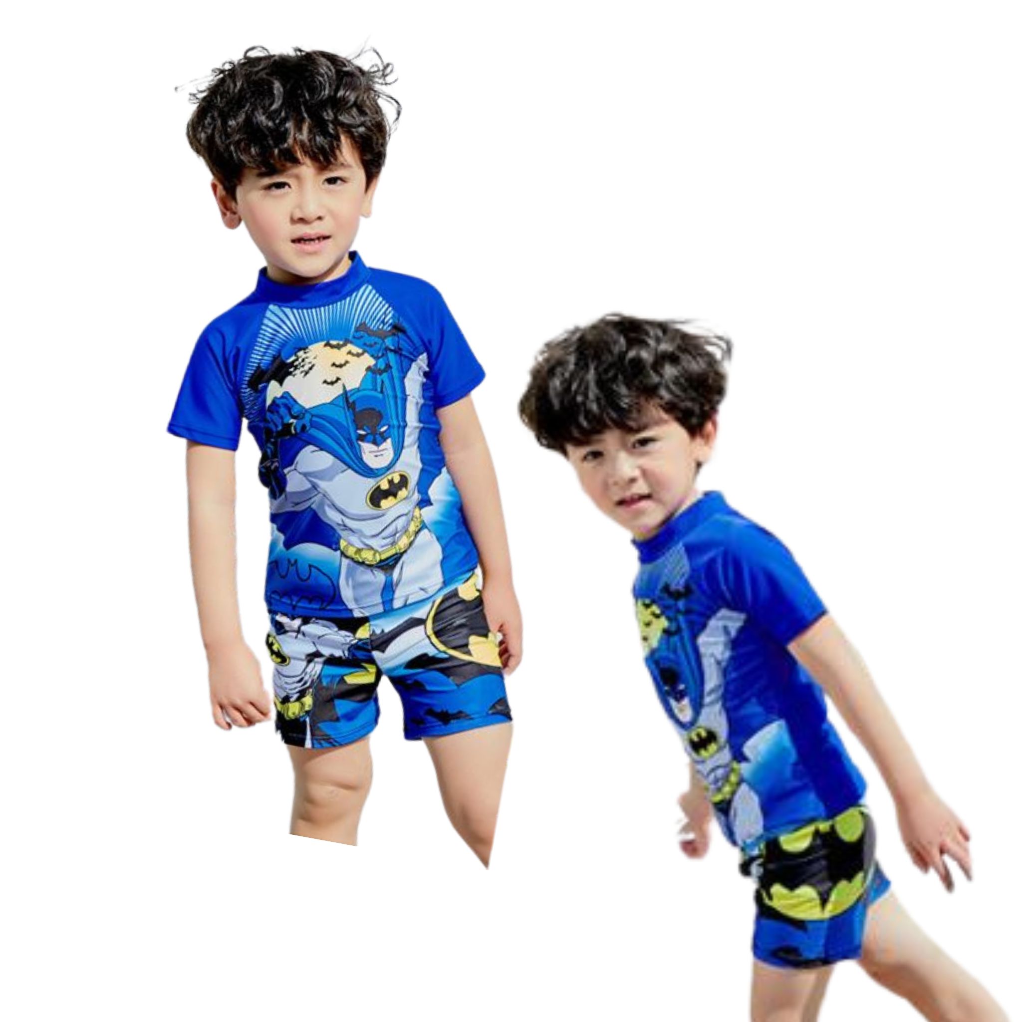 **พร้อมส่ง ชุดว่ายน้ำ สำหรับเด็กชาย บอดี้สูท เซ็ตเสื้อ+กางเกง+หมวก รวมฮีโร่