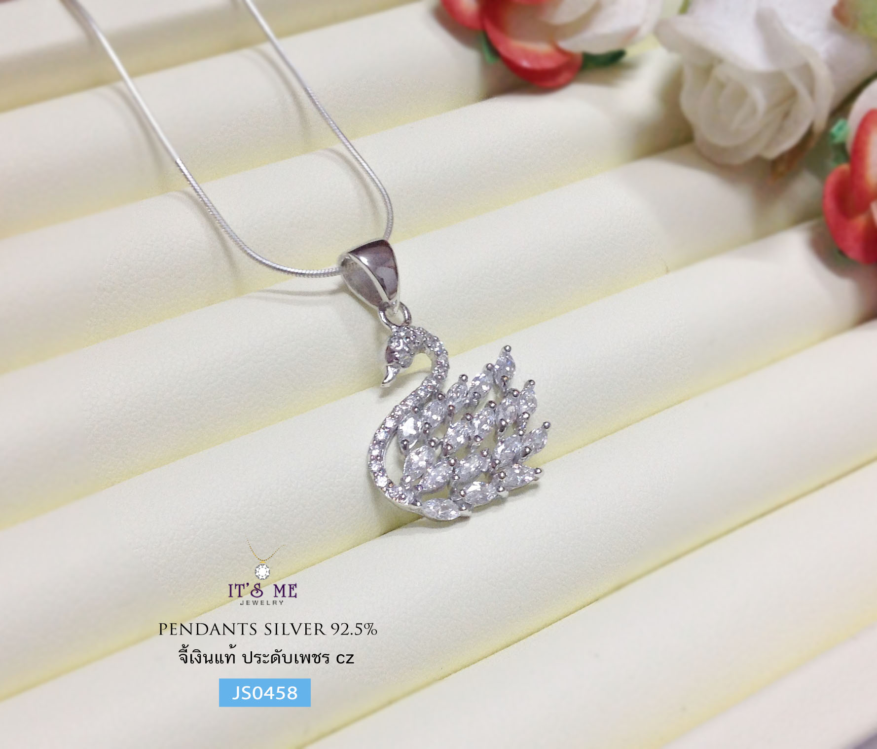 จี้เงินแท้92.5% จี้หงส์ ประดับประดับเพชร cz สีขาว งานละเอียดมากๆ สวยมากค่ะ