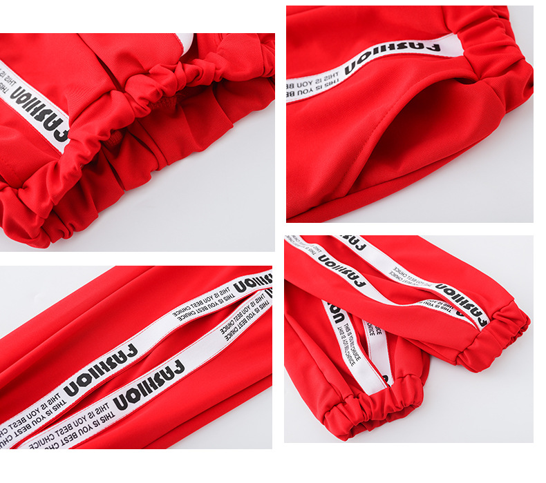 ชุดStreet Dance HIPHOP เสื้อตาข่ายแดง+เสื้อลำลอง+กางเกง