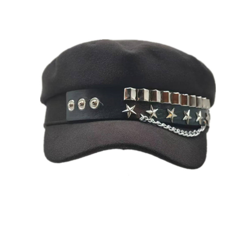 หมวกเบเร่ต์ตกแต่งหัว หนัง แฟชั่นหญิง