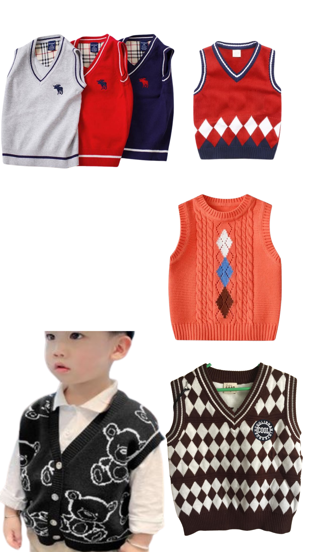 เสื้อกันหนาวเด็ก เสื้อกั๊กไหมพรมชาย