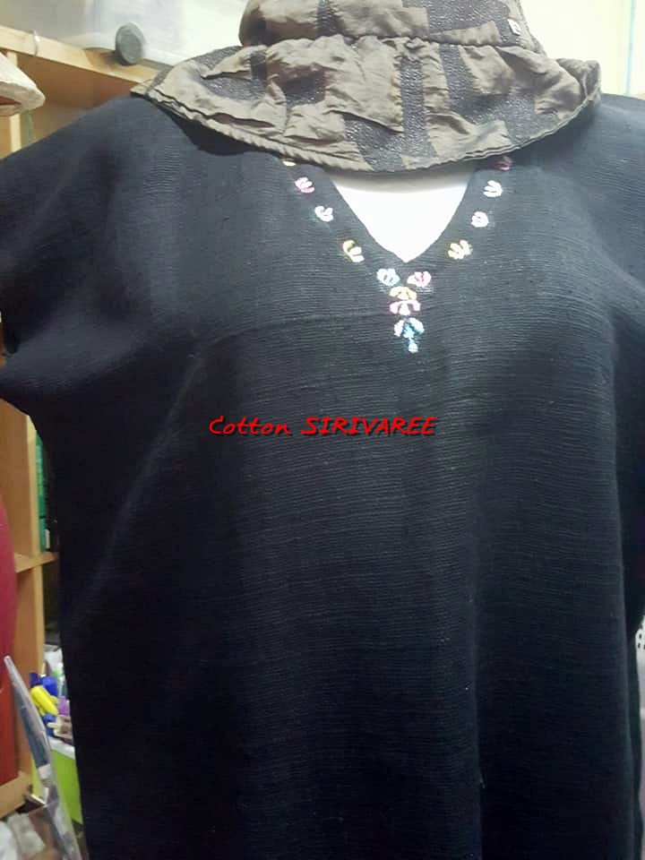 SIRIVAREE,SIVA Thai Cotton 100%, Polo shirt and hand embroidery By Cotton SIRIVAREE Top Thai Brand White, black ,blue ,the sugar L,XL