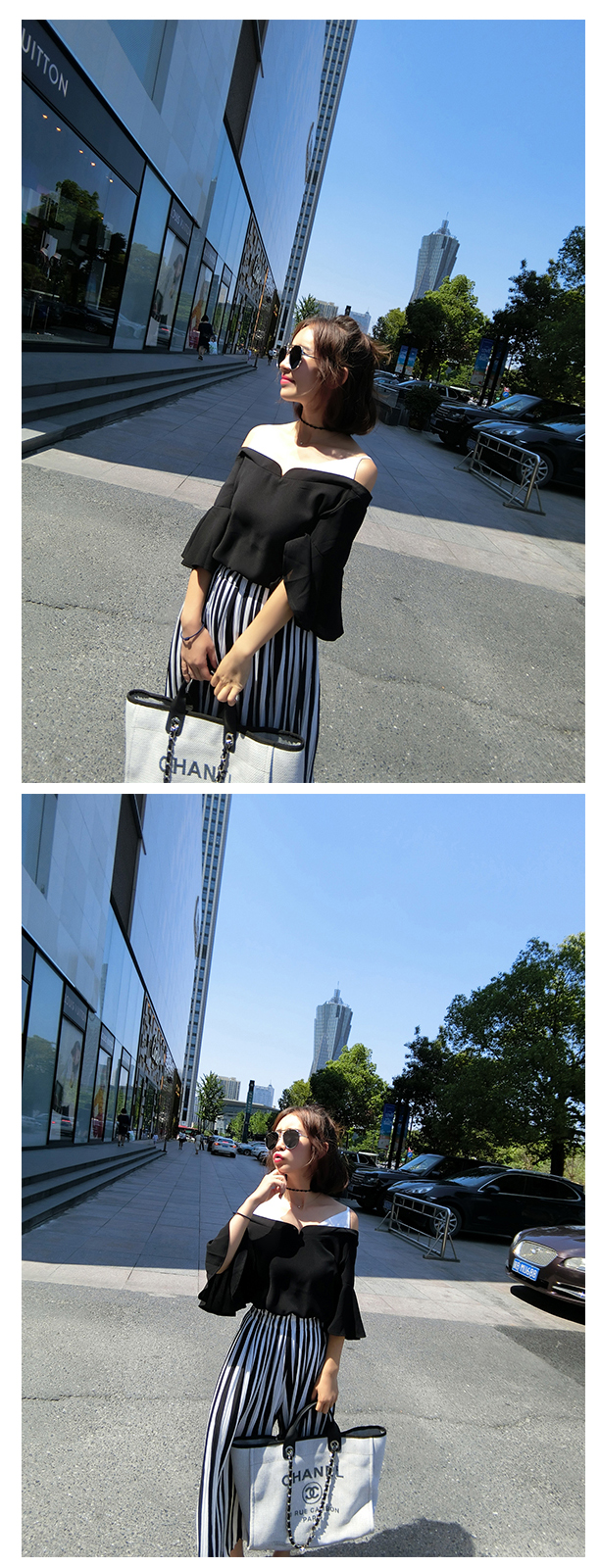 เสื้อแฟชั่นสายเดี่ยว โชว์ไหล่ ใส่สบายๆ เนื้อผ้าชีฟองขนเป็ดพริ้วๆ ใส่หลวมๆ แขนระบาย(ตามแบบ)ปิดข้อศอก ใส่เที่ยวสวยเก๋ หรือออกงานไหนๆก็น่ารักสไตล์เกาหลี