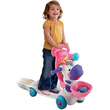 รถขาไถ/ สกู้ตเตอร์/ ผลักเดิน 3 in 1 VTech Learning Zebra Scooter สีชมพู