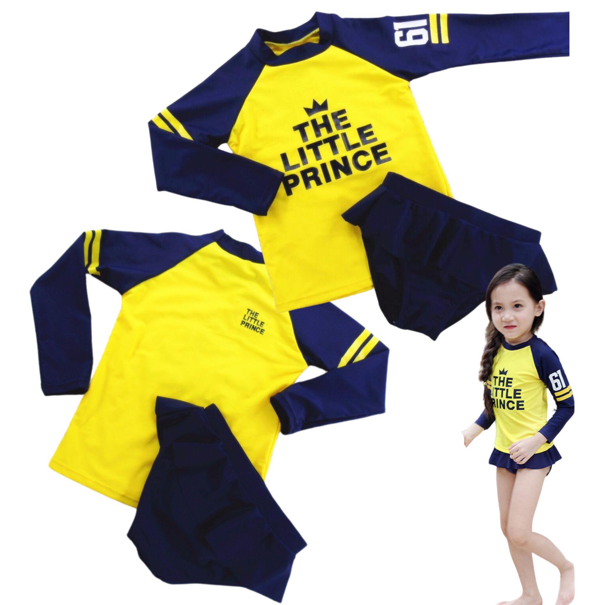 **พร้อมส่ง ชุดว่ายน้ำ สำหรับเด็ก เซ็ตเสื้อ 2 ชิ้น กระโปรง/กางเกง
