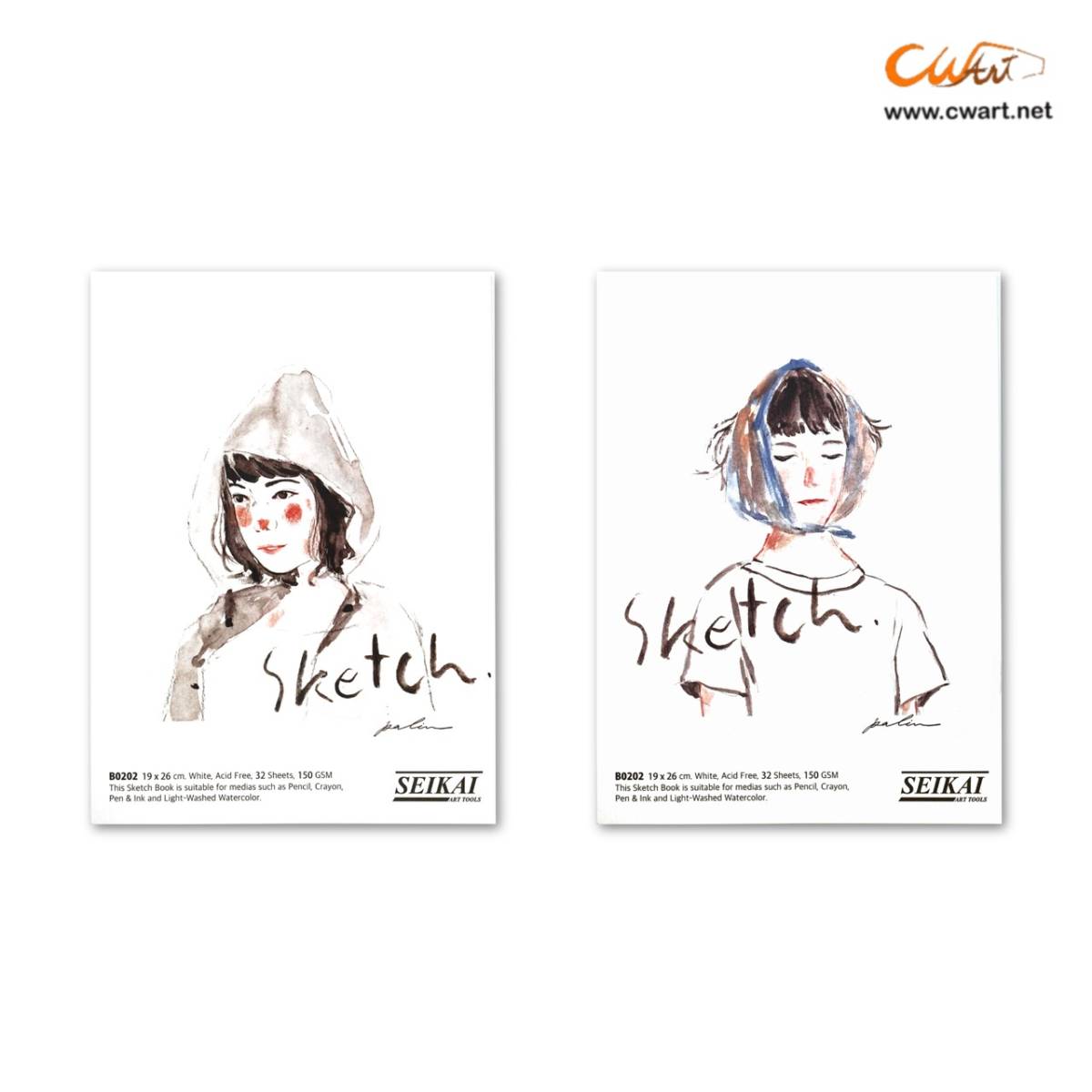 สมุดสเก็ตช์สันกาว Seikai 19 x 26ซม. 150g 32แผ่น