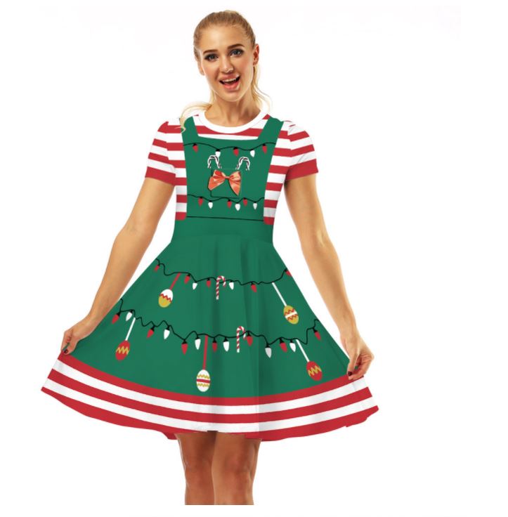 ชุดคริสต์มาส คริสมาส เดรสเขียว-แดง