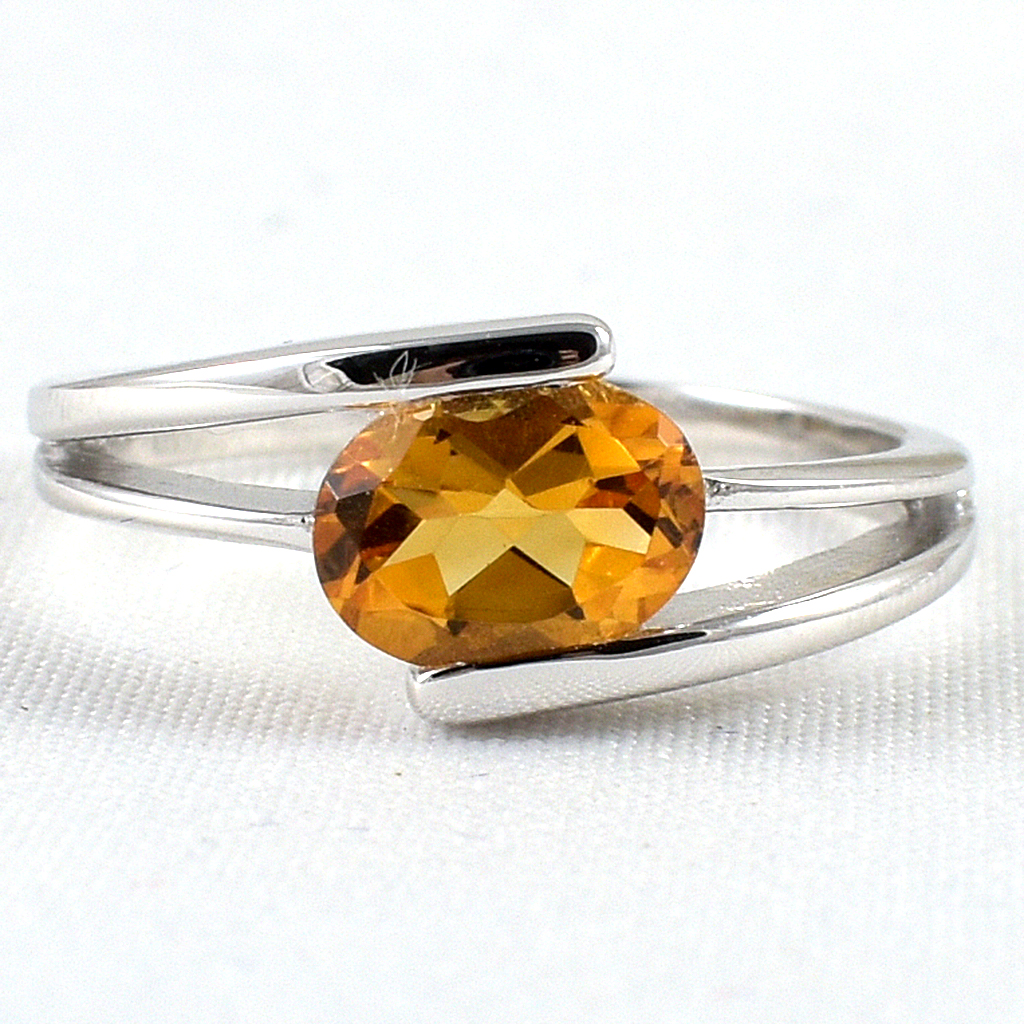 แหวนเงินแท้ราคาถูกชุบทองคำขาว ซิทรินแท้ 1.25 กะรัต งานประณีตสวยงาม สั่งผลิตค่ะ