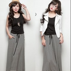 ชุดเดรสแฟชั่นแขนกุด สไตล์เกาหลี รหัส 1067