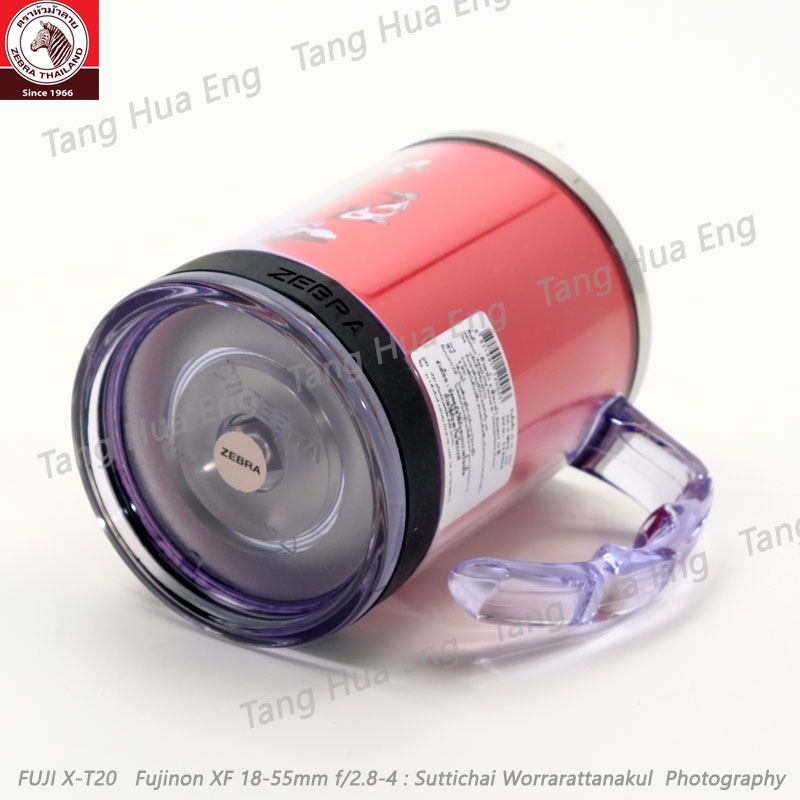 zebra ถ้วยน้ำ 2 ชั้น Smart II + ฝา สี Oriental Red/Blue ตราหัวม้าลาย