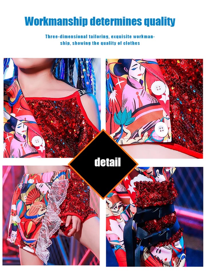 **พร้อมส่ง**ชุดเต้น ชุดฮิปฮอป เสื้อแขนยาว ปักเลื่อม พร้อมกางเกงขาขายาว