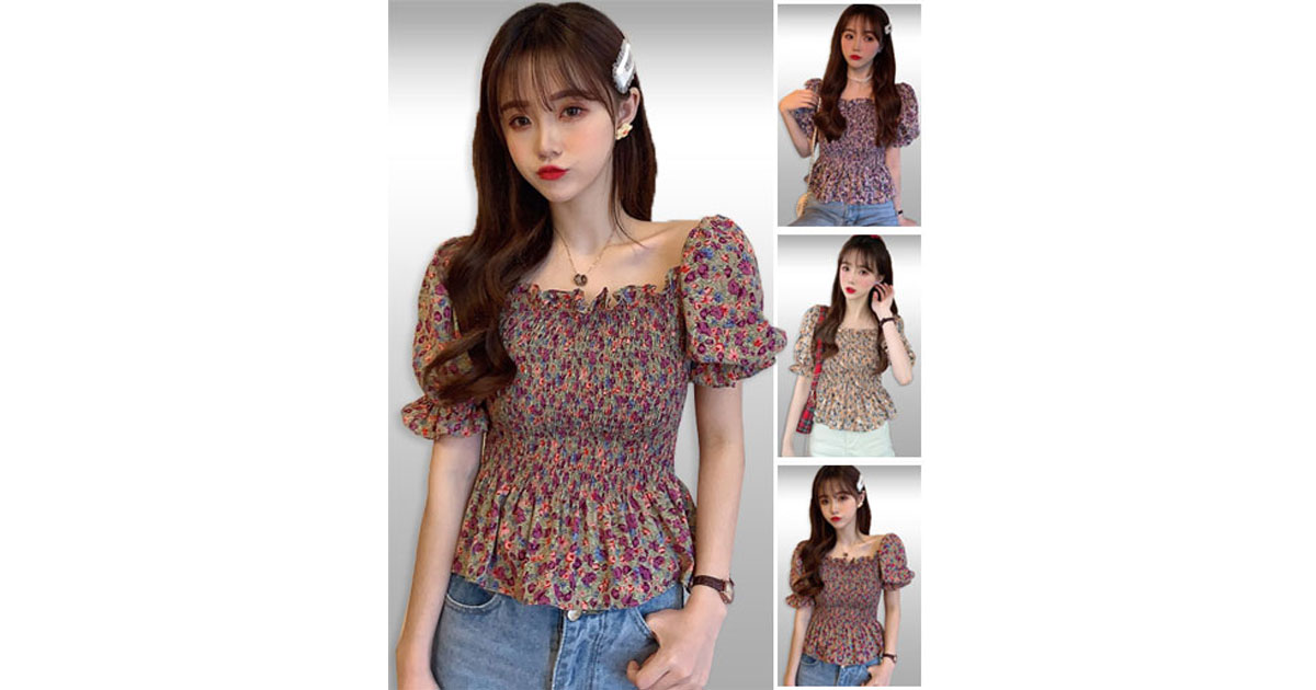 เสื้อครอปแฟชั่นแขนตุ๊กตาสวยหวาน มี3 สี รหัส2314