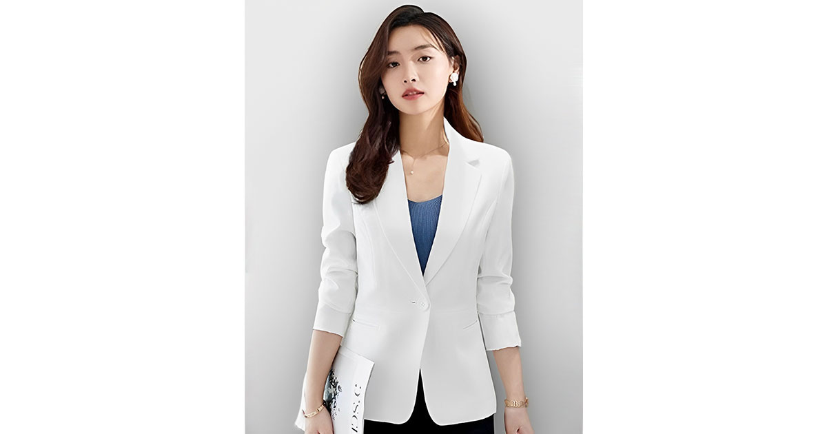 เสื้อสูทผู้หญิงแขนยาวสีขาวแบบสวยหรู มี 5 ไซส รหัส1862