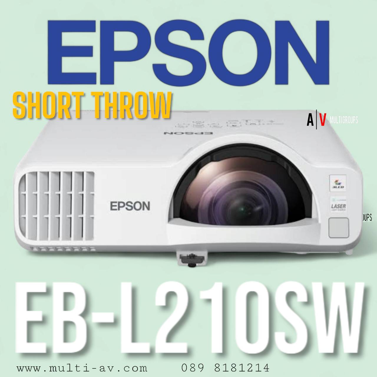 EPSON EB-L210SW โปรเจคเตอร์ Short throw ฉายระยะใกล้ ความสว่าง 4,000 Ansi ความละเอียด 1280x800(WXGA) Contrast 2,500,000:1