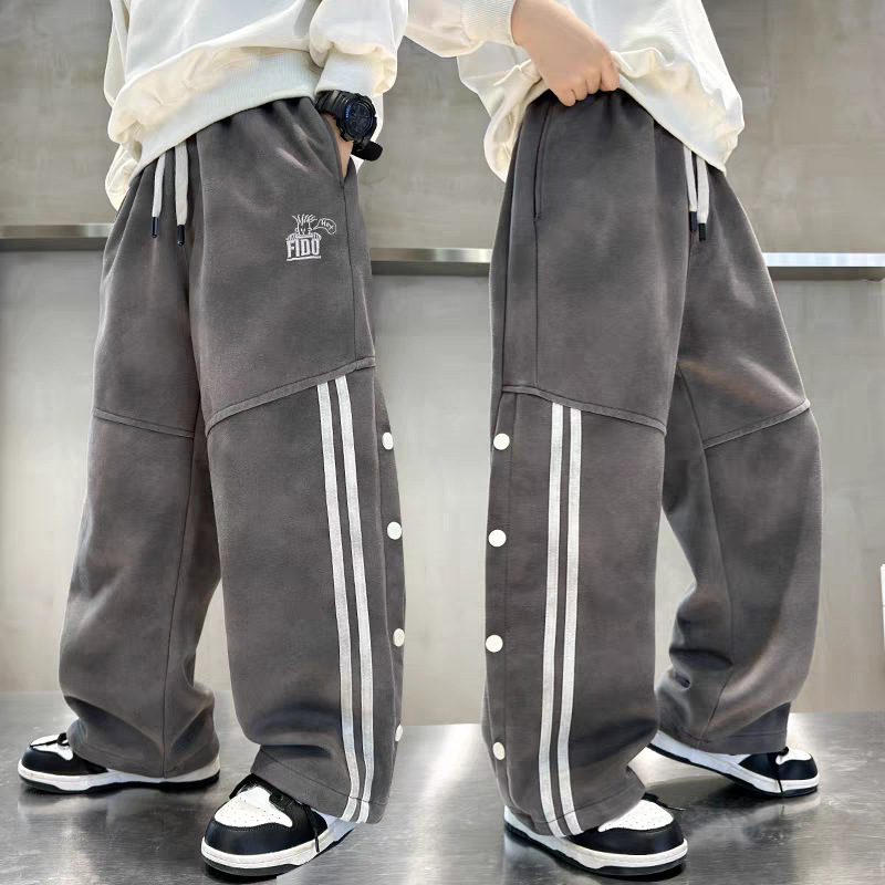 พร้อมส่ง กางเกงเด็กชาย กางเกงวอมดำแถบข้าง