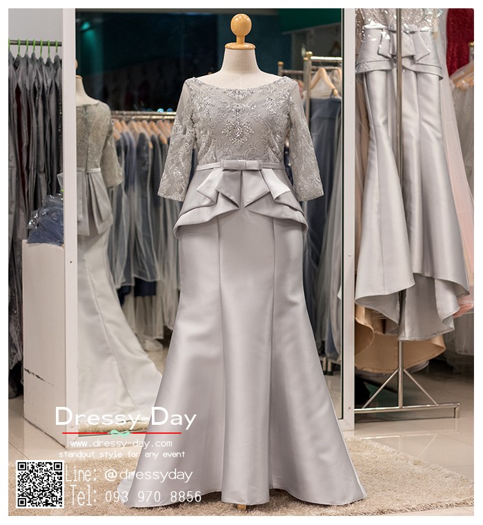 รหัส ชุดเจ้าภาพ :PFL059 ชุดราตรียาวมีแขน ชุดไปงานแต่งกลางคืน ใส่แล้วไม่อ้วน