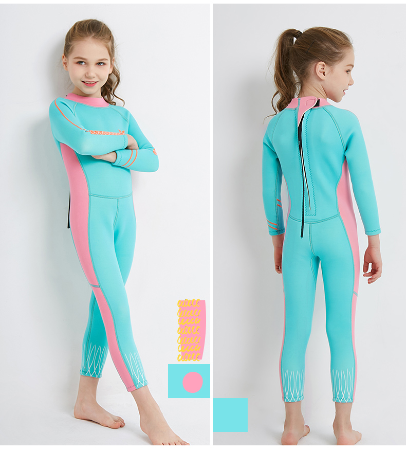 F-ชุดว่ายน้ำเด็ก เก็บอุณหภูมิ แขนยาว ชุดดำนำ้ผู้หญิง