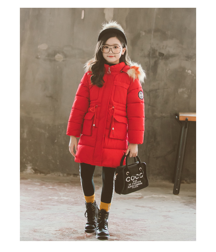 เสื้อกันหนาว บุนวมสีแดง มีฮูด