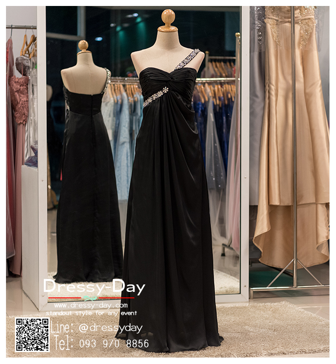 รหัส ชุดไปงานแต่งงาน :PF063 ชุดราตรียาว ไหล่เดี่ยว สีดำ ใส่แล้วสวยหรูแต่แอบเซ็กซี่เบาๆ ใส่ออกงานกลางคืน ไปงานแต่งงาน งานเลี้ยง งานรับรางวัล งานบายเนียร์ งานพรอม งานกาล่าดินเนอร์ งานเดินพรหมแดง หรือชุดเพื่อนเจ้าสาว สวยปังมาก