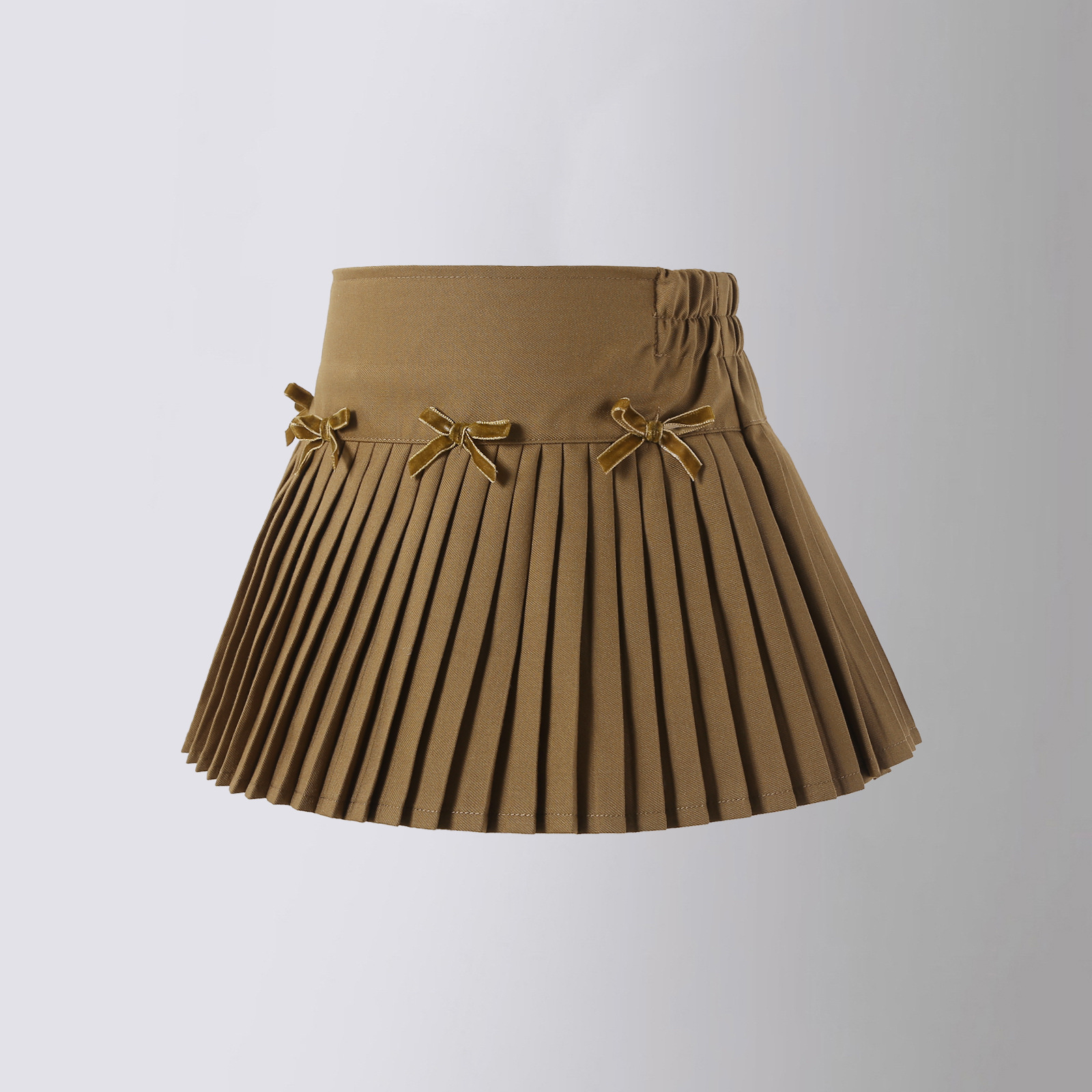 กระโปรง เด็กผู้หญิง อัดพลีทรอบตัวสีพื้นไม่รวมเข็มขัด**สินค้าเปิดจอง15วัน