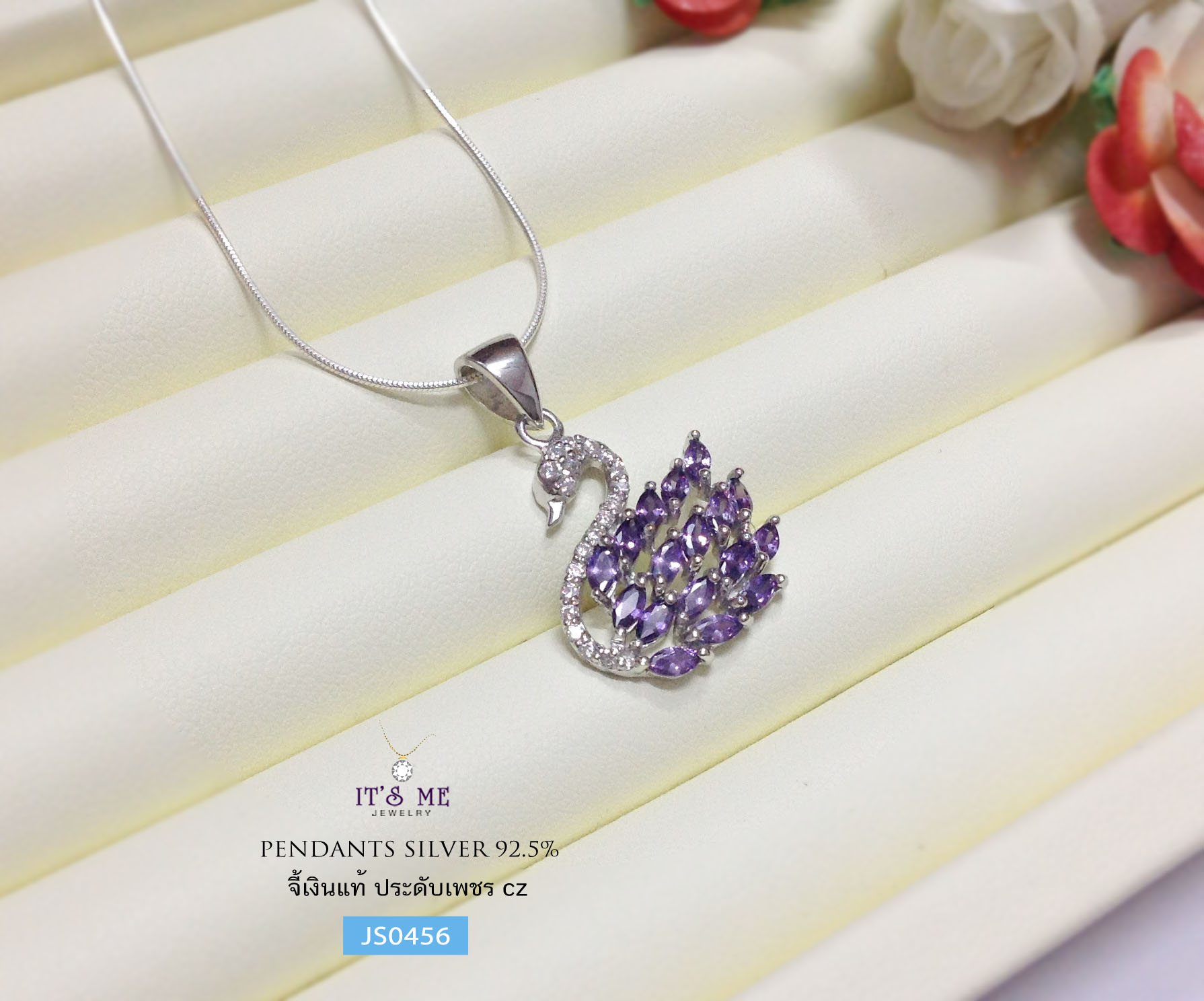 จี้เงินแท้92.5% จี้หงส์ ประดับประดับเพชร cz งานละเอียดมากๆ สวยมากคร่า