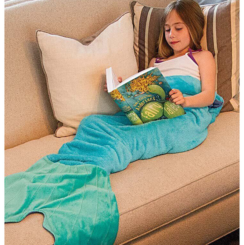 ผ้าห่มหางนางเงือก สีฟ้า