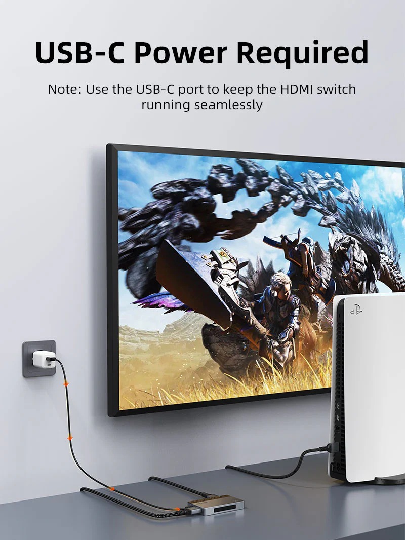 3 Port 4K60Hz HDMI Switch with IR Remote by Cabletime