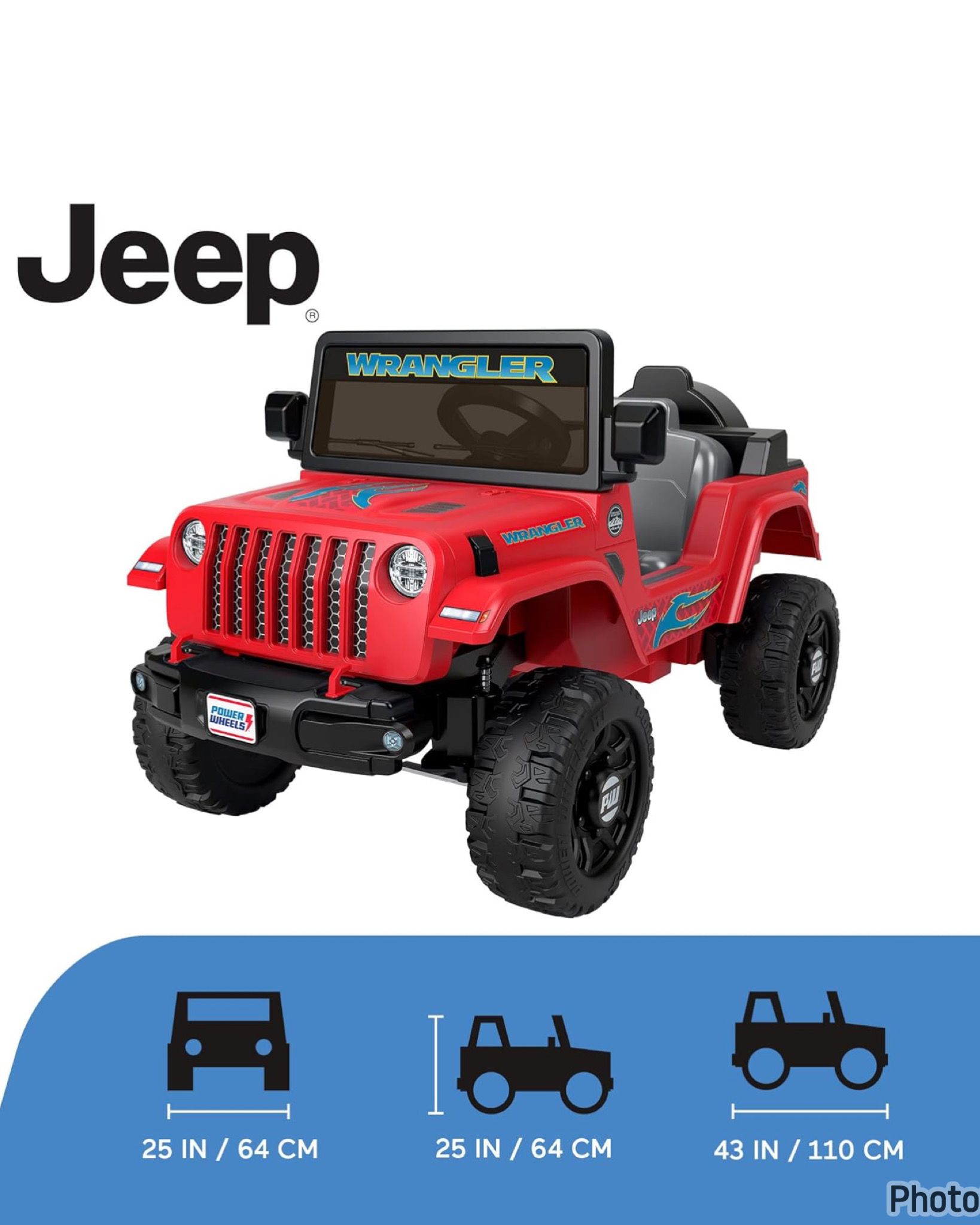 รถแบตเตอรี่ Power Wheels Jeep Wrangler - Toddler Toy with Driving Sounds