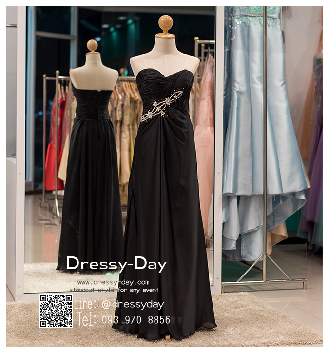 รหัส ชุดออกงาน : PFL025 ชุดออกงานกลางคืน ราตรีสีดำยาว เกาะอกปักคริสตอล ผ้าเครปซาติน ใส่แล้วสวยหรูไฮโซเหมือนชุดออกงานดารา ใส่ไปงานกลางวัน หรือกลางคืน งานเลี้ยง งานประกวด งานรับรางวัล งานอีเว้นต์ ชุดพิธีกร สวยเซ็กซี่ปังมาก