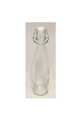 ขวดแก้วทรงกลม เนื้อใส คอสูง ฝาคลิปล็อค ขนาด 500 มล. 005-148-0.5L